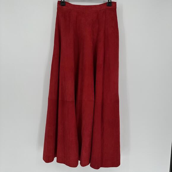 Ellen Tracy Skirt Womens 8 Genuine Leather Suede Maxi Full Length Lined Pockets - Picture 1 of 13